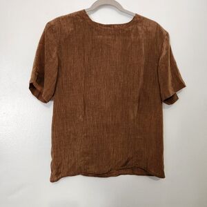 Vtg Studio Michelle Stuart Medium Brown Pleated Side Top Shoulder Pad Pockets M